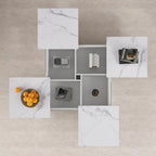 Table basse carrée avec rangement coulissant, Noyer/Blanc, 1 pièce