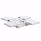 Table basse carrée avec rangement coulissant, Noyer/Blanc, 1 pièce