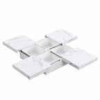Table basse carrée avec rangement coulissant, Noyer/Blanc, 1 pièce
