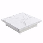 Table basse carrée avec rangement coulissant, Noyer/Blanc, 1 pièce