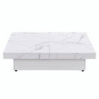 Table basse carrée avec rangement coulissant, Noyer/Blanc, 1 pièce