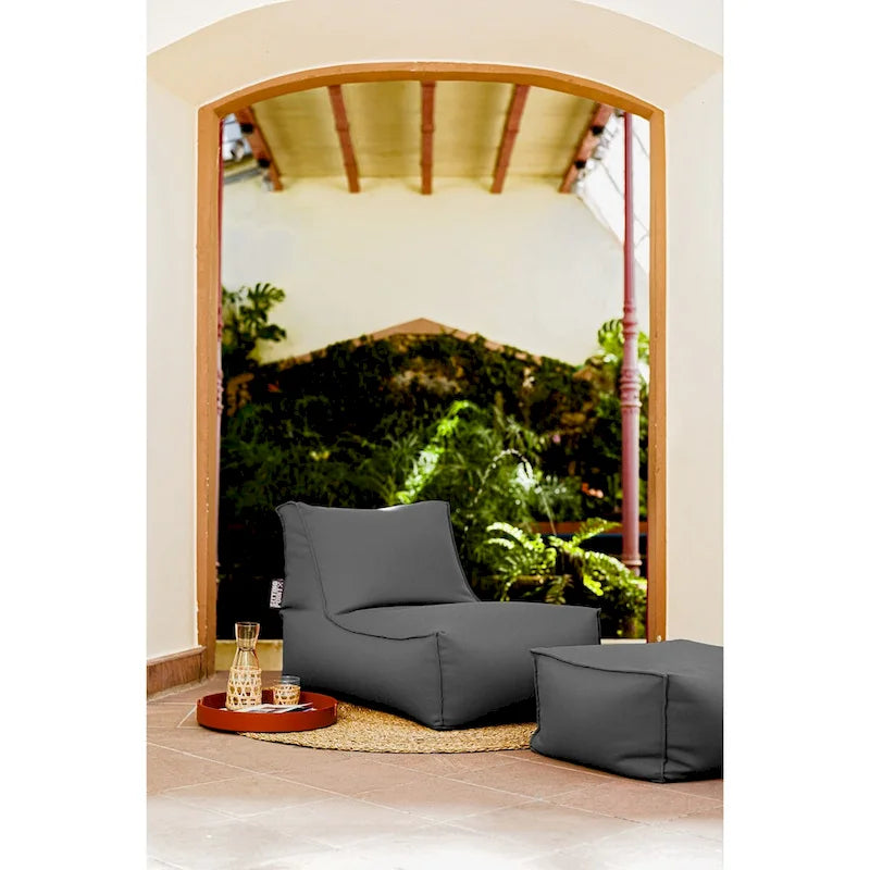 Chaise longue pouf d'intérieur/extérieur anthracite, 1 personne