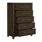 Ensemble de chambre moderne 3 pièces marron foncé (lit + table de chevet + commode) – Grand lit / Très grand lit, 2 personnes