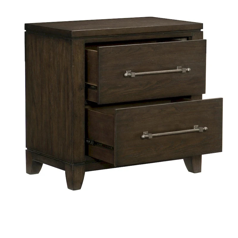 Ensemble de chambre moderne 3 pièces marron foncé (lit + table de chevet + commode) – Grand lit / Très grand lit, 2 personnes