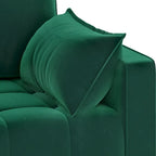Causeuse capitonnée en velours beige/vert avec pochette latérale, 2 places