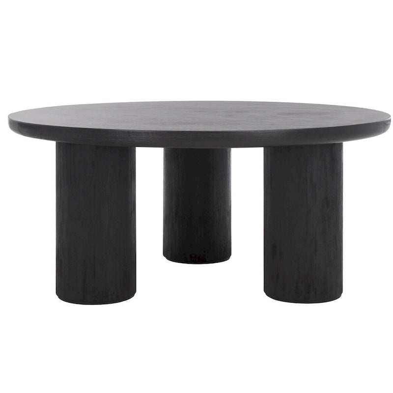 Table basse ronde – trépied à 3 pieds | Blanc délavé, noir, marron, bordeaux