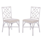 Fauteuil d'appoint en rotin noir/blanc et blanc avec coussin, lot de 2