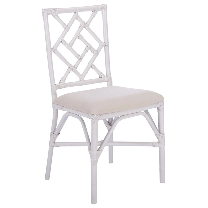 Fauteuil d'appoint en rotin noir/blanc et blanc avec coussin, lot de 2