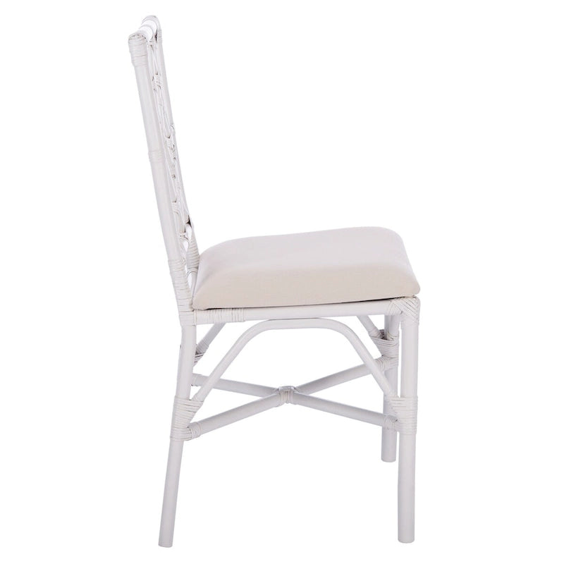 Fauteuil d'appoint en rotin noir/blanc et blanc avec coussin, lot de 2