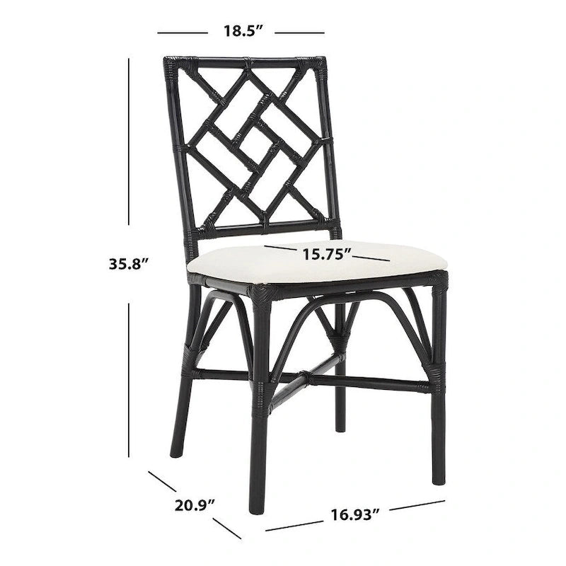 Fauteuil d'appoint en rotin noir/blanc et blanc avec coussin, lot de 2