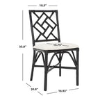 Fauteuil d'appoint en rotin noir/blanc et blanc avec coussin, lot de 2