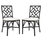 Fauteuil d'appoint en rotin noir/blanc et blanc avec coussin, lot de 2