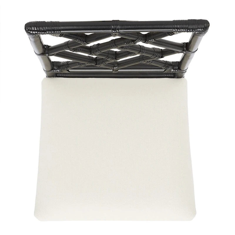 Fauteuil d'appoint en rotin noir/blanc et blanc avec coussin, lot de 2