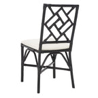 Fauteuil d'appoint en rotin noir/blanc et blanc avec coussin, lot de 2